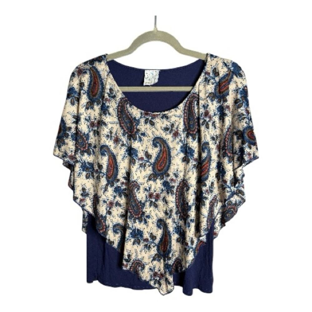 Naïf Tan Blue Paisley Print Blouse XS